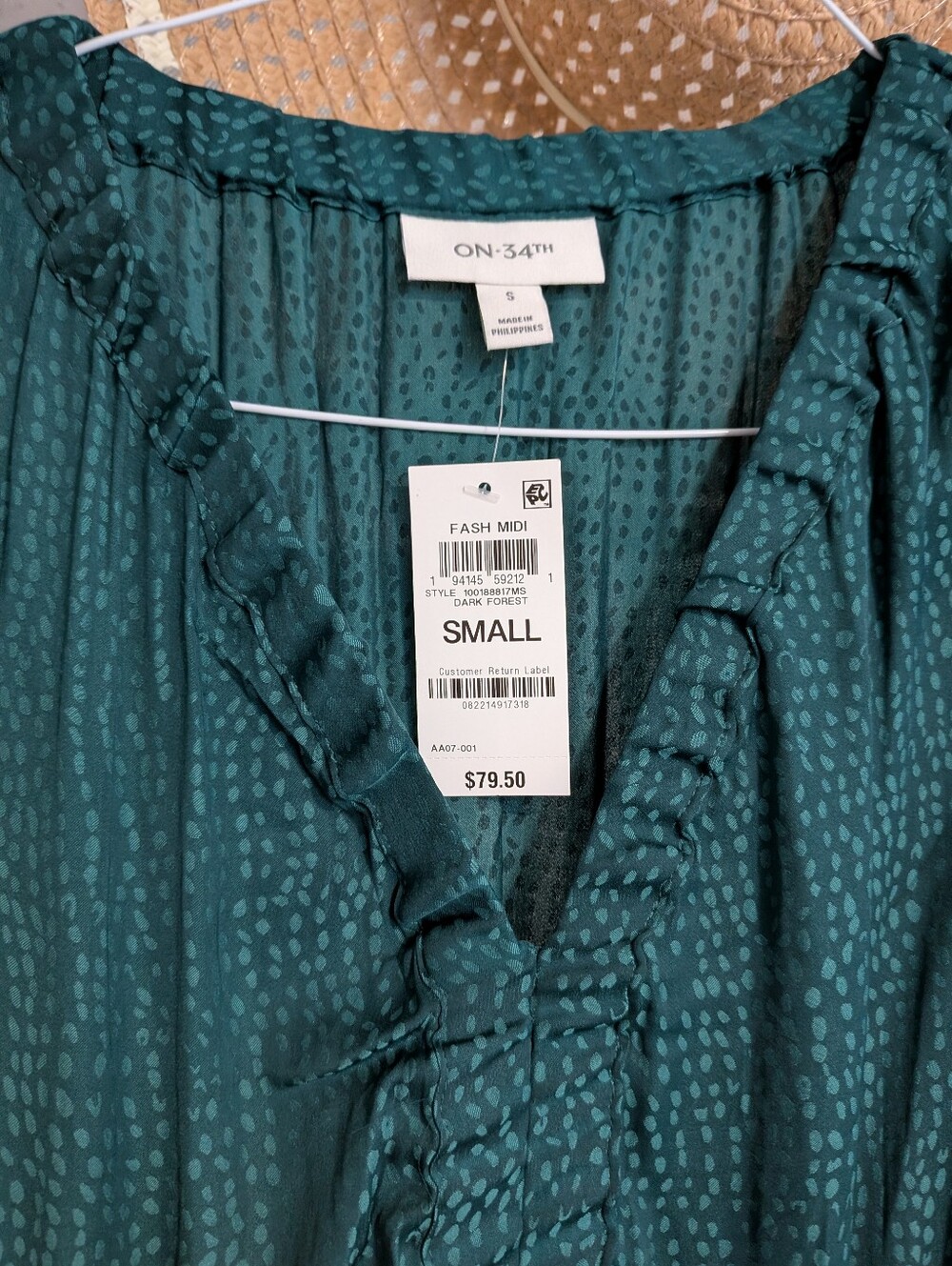 Old Navy Teal Long Sleeve Ruffle V-Neck Dress